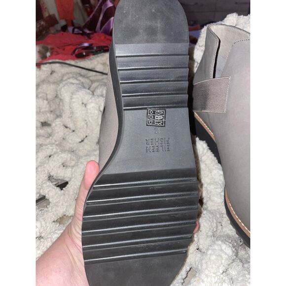 Eileen Fisher Women's Lark Leather Gray Suede Wedge Heel Booties 12 Slip On - Picture 5 of 10